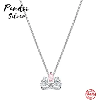

Fashion Charm Sterling Silver Original 1:1 Copy, Fresh and Elegant Tone Crown Fashion Joker Necklace Women Luxury Jewelry Gifts