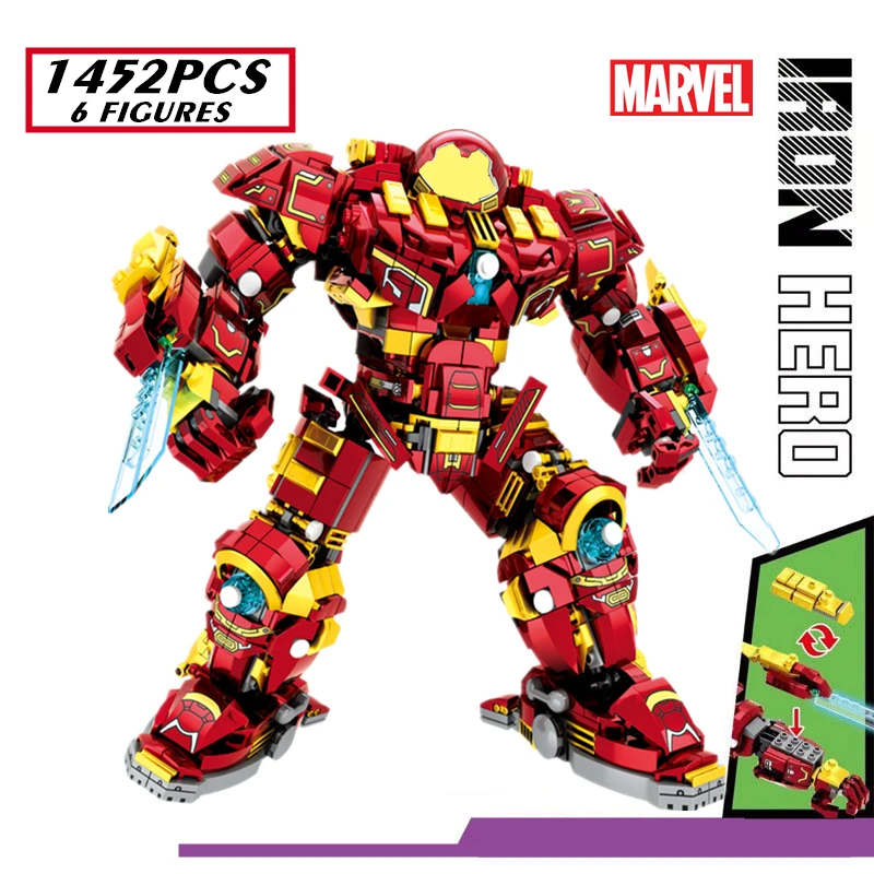 Новинка 1452 шт. Marvel Мстители халкбастер Железный человек Шлем Mecha панцирь робот