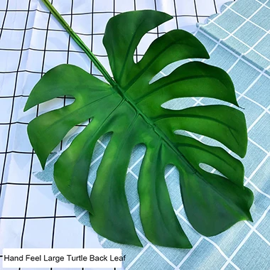 Green Искусственный Monstera ветка Пальма папоротник черепаха лист 70 см длинный мягкий клей искусственная листва листья для украшения дома Пальмовые Листья - Цвет: Green