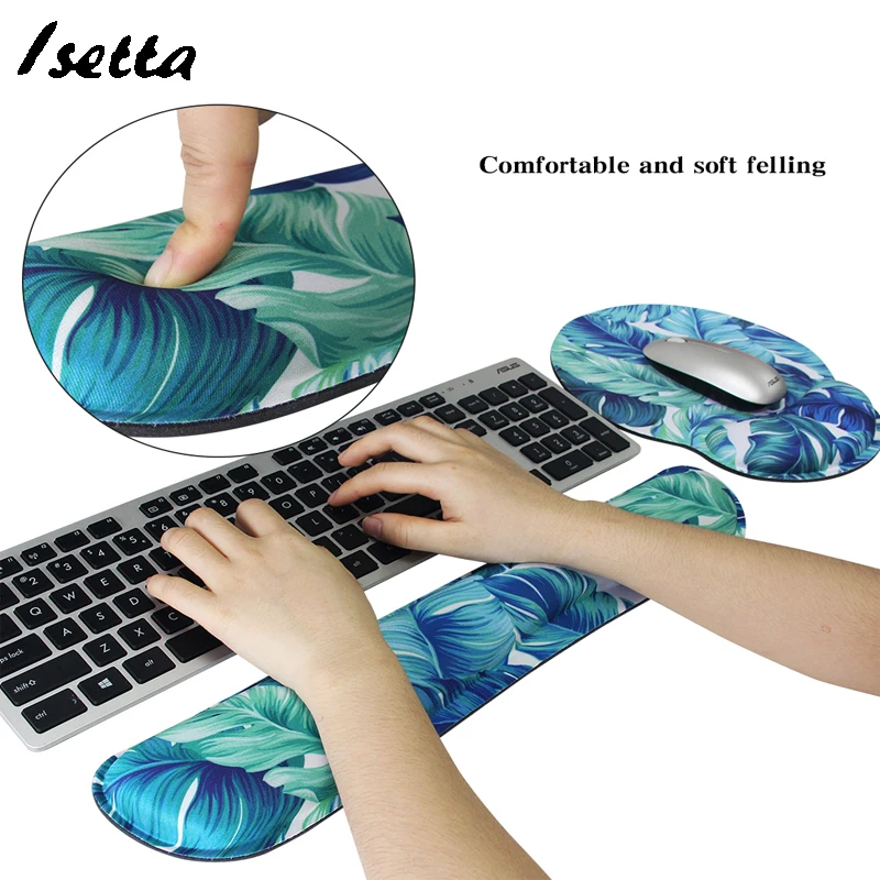 Computer mouse support blue and green Comfortable washable wrist rest Colorful keyboard palm rest