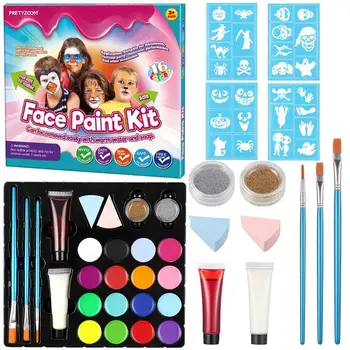 

Face Paint Kit 16 Colors Professional Safe Halloween Makeup Set Face & Body Paint Face Painting Kit For Teens Kids Toddlers