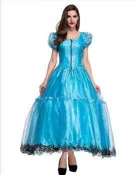 

Free Shipping Alice in Wonderland Costume Cosplay Alice Costume Dress wonderful For Women Halloween Party Costumes