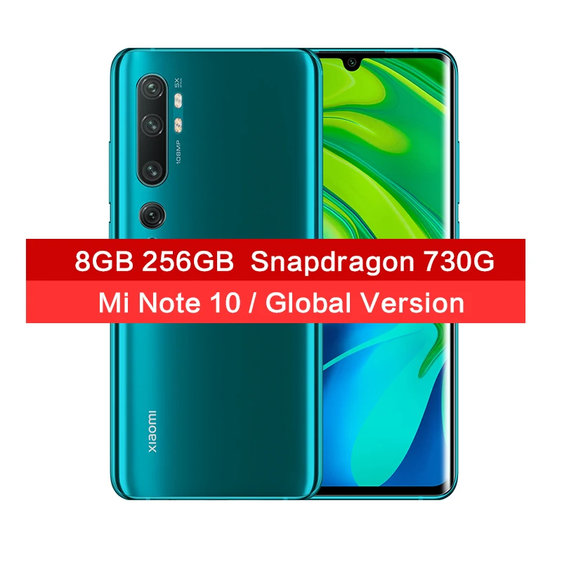 Глобальная версия Xiaomi Mi Note 10 8GB 256GB Snapdragon 730G 108MP камера мобильный телефон 6,47 ''изогнутый дисплей Мобильный телефон Google Pay - Цвет: Green 8GB 256GB