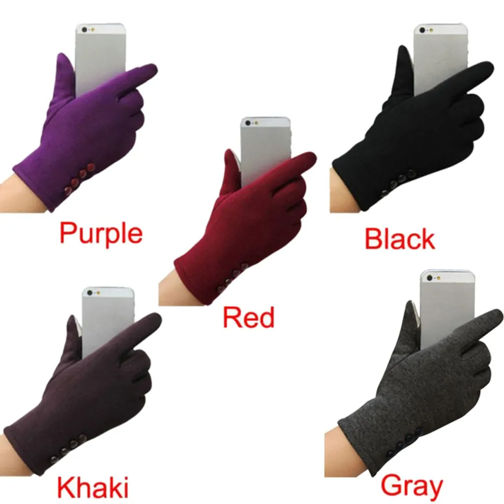 Thouchscreen перчатки унисекс Зимние однотонные теплые новые кнопки женские уличные спортивные перчатки Guantes de otouno e invierno