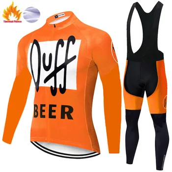 

2020 beer Duff Cycling jersey Winter Thermal Fleece cycling pants Men tenue cycliste Outdoor 20D gel pad winter cycling clothing