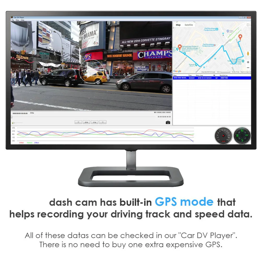AZDOME GS63H Wi Fi Двойной объектив Встроенный GPS FHD 1080P спереди + VGA сзади Камера