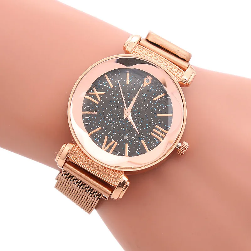 

Wechat Business Hot Selling Magnet Online Celebrity Douyin Celebrity Style Watch Rhinestone Star Fashion Mesh Belt Lazy Watch Wo