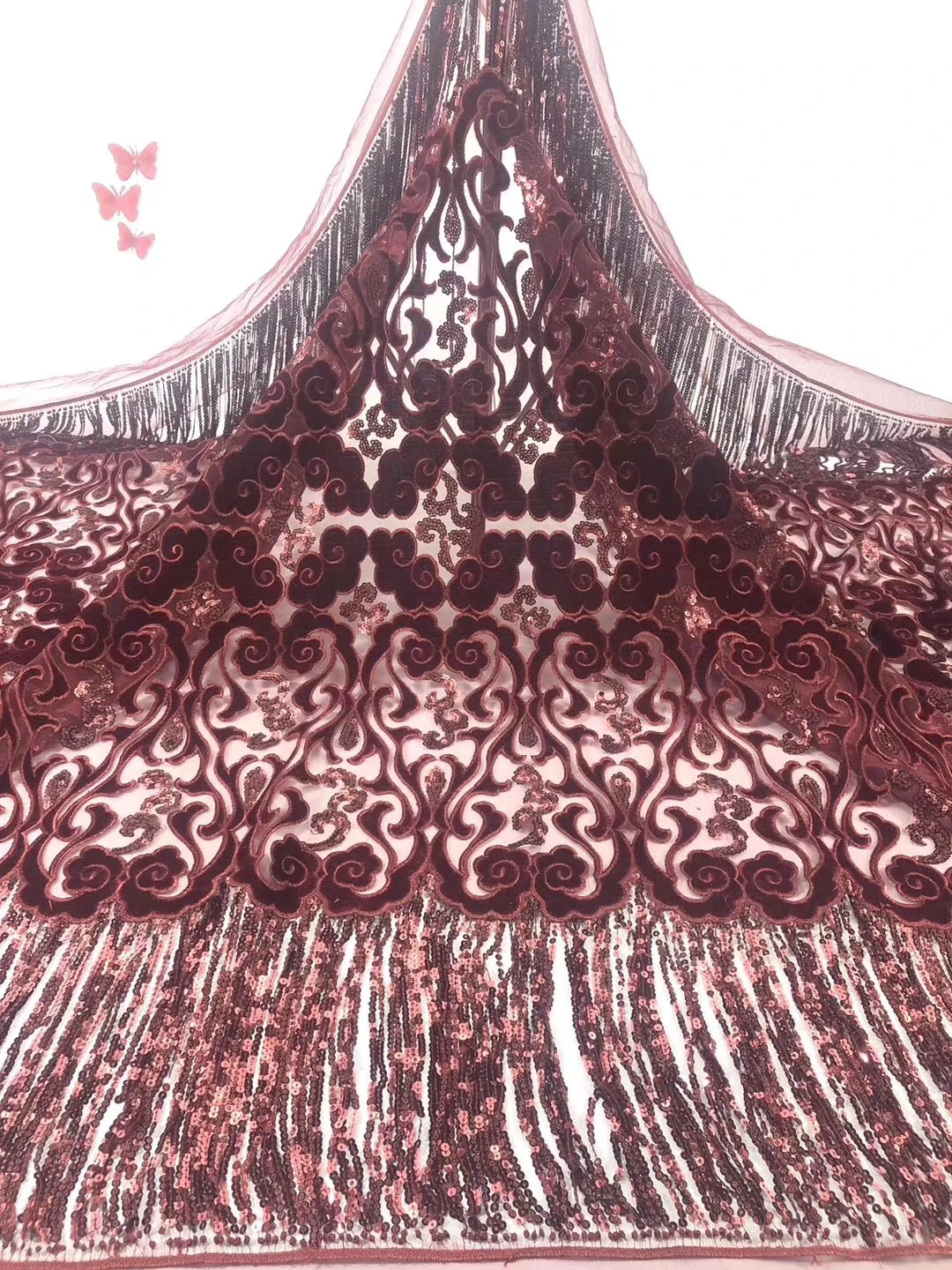 

Latest Nigerian Velvet Lace Fabric Africa Sequin Lace Fabric Soft Stretch Velvet Lace Ghana Wedding Dress FJ3585