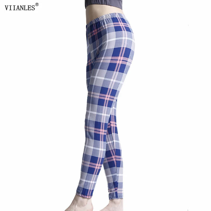 

Женские леггинсы VIIANLES с высокой талией, женские брюки для фитнеса с эффектом пуш-ап, клетчатые облегающие брюки для тренировок, эластичные спортивные брюки