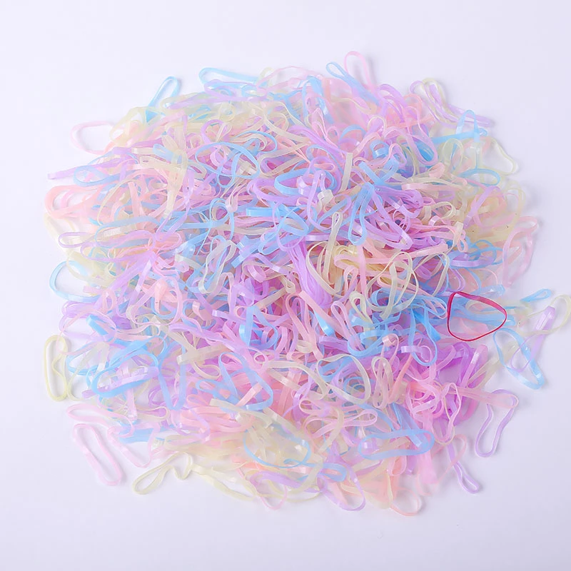 500Pcs/Pack Colorful Small Disposable Hair Bands Scrunchie Girls Elastic Rubber Band Ponytail Holder Hair Accessories Hair Ties