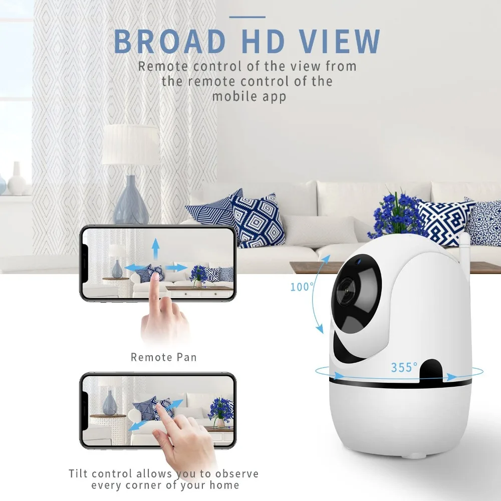 1080P Full HD Беспроводная IP камера Wifi IP CCTV камера Wifi мини Сетевая видео камера с функцией автоматического слежения ИК ночного видения