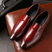 Красивая Осенняя мужская брендовая итальянская обувь; Модные Мужские модельные туфли из натуральной кожи; цвет черный, бордовый; свадебные мужские туфли; Calzado Hombre