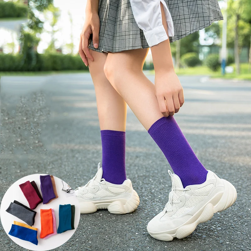 3 пара/лот, носки для женщин, зимние носки, свободные, Harajuku, японский, корейский стиль, хлопок, для женщин, модная, теплая, Студенческая уличная одежда