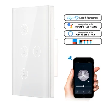 

WiFi Smart Ceiling Fan Light Wall Switch Life Tuya APP Remote Various Speed Control Interruptor Compatible For Alexa Google Home