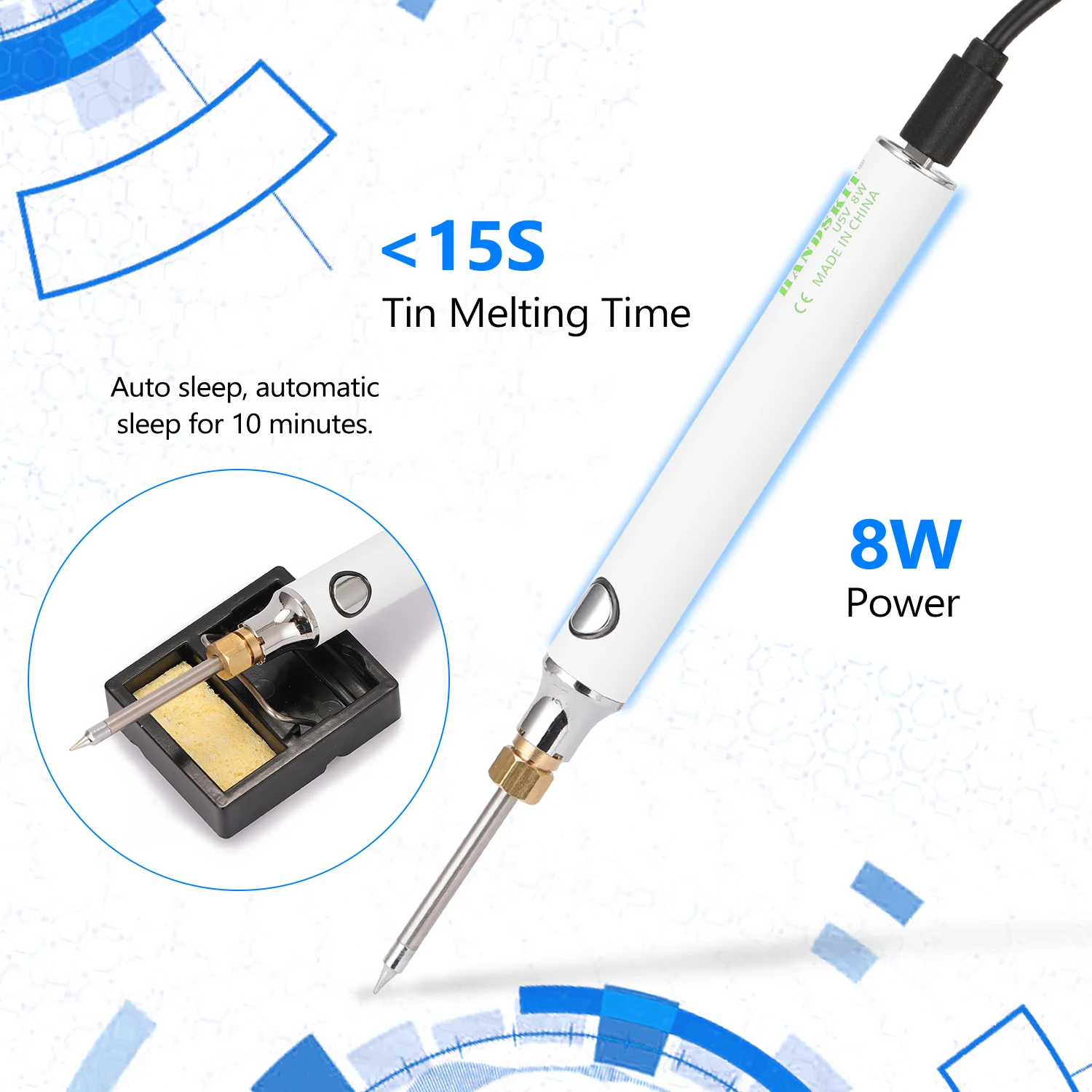 HANDSKIT USB Charging Soldering Iron 5V 8W Adjustable Temperature Electric Soldering Iron Kit with Soldering Stand Soldering hot air soldering