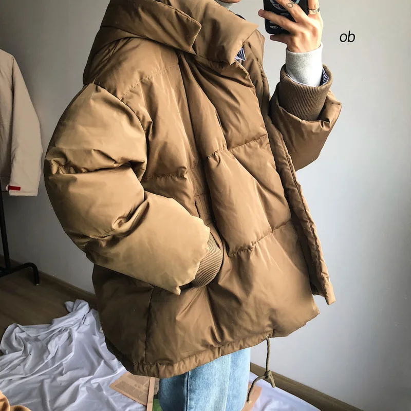 

2020 Winter New Youth Popular Hong Kong Style Men's Loose Thick Solid Color Cotton-padded Jacket Fashion Casual Hooded Top