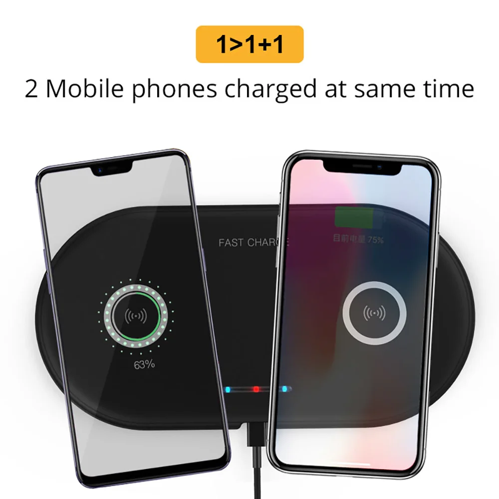 2 в 1 5 Вт беспроводной зарядное устройство для iPhone 11 Pro X XR XS samsung Galaxy S9 S10 Plus S8 Note 10 9 Dual Qi Индукционная зарядная док-станция