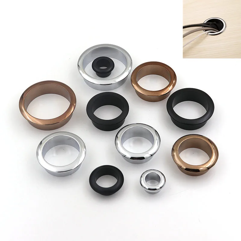 

2pcs plastic wire hole cover 50mm Round table PC Cable Outlet Port grommet holder cabinet air vent decor ring Furniture Hardware