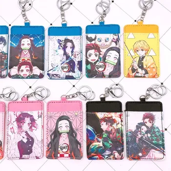 

1PCS Anime Demon Slayer: Kimetsu No Yaiba PU Card Case Cover Keychain Keyring Cosplay