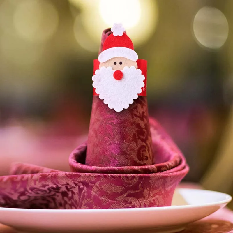 Новогоднее кольцо для салфеток Санта Клауса Рождественский держатель полотенец