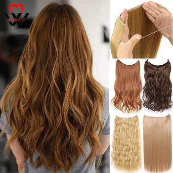 

MANWEI in Invisible Wire Hair Extension Synthetic 24inches Secret Fish Line Natural Silky Straight Hairpieces
