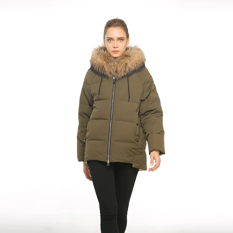 BURELLA 2019 Winter Fashion Short Cotton Coat Women Natural Raccoon Fur Long Sleeves Straight With hooded VE-1067ME | Женская одежда