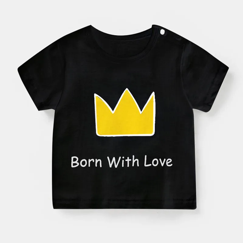 Хлопковая одежда для малышей; летние модные футболки для маленьких мальчиков и девочек; топы с короткими рукавами и рисунком для новорожденных; футболки для малышей