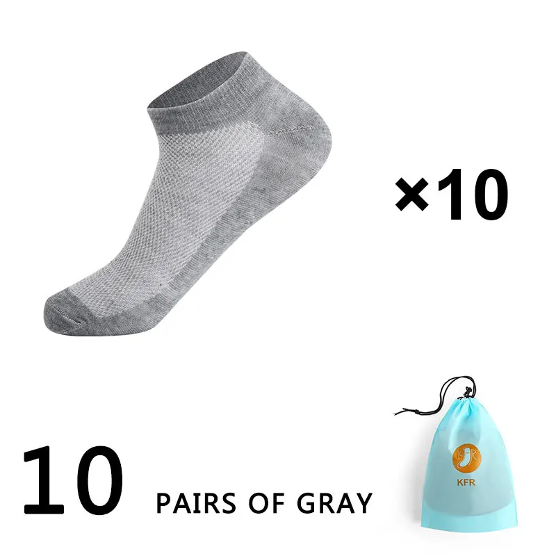 10pairs Men Socks Lot Invisible Ankle Socks Short Winter Black Gray Breathable Thin Cotton Socks Men Size EUR 38-42(US6.5-11 - Цвет: 10 gray