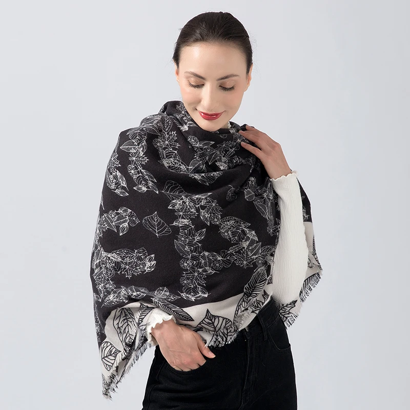

winter women's large square scarf cashmere leopard print scarf cashmere shawl warm soft ladies blanket 130X130