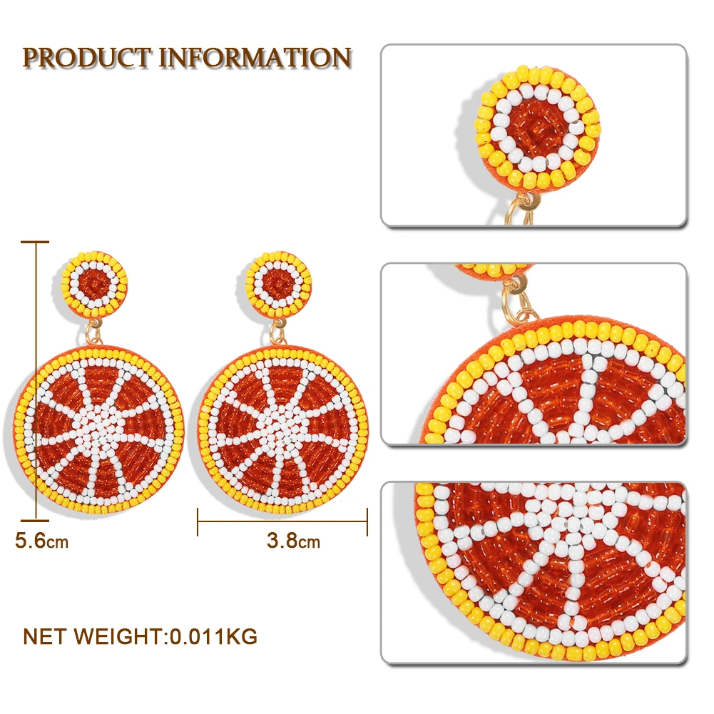 Мода грейпфрут бисерные серьги-подвески женские ручной работы фрукты Уникальный дизайнерский Шарм серьги подарок вечерние ювелирные изделия оптом