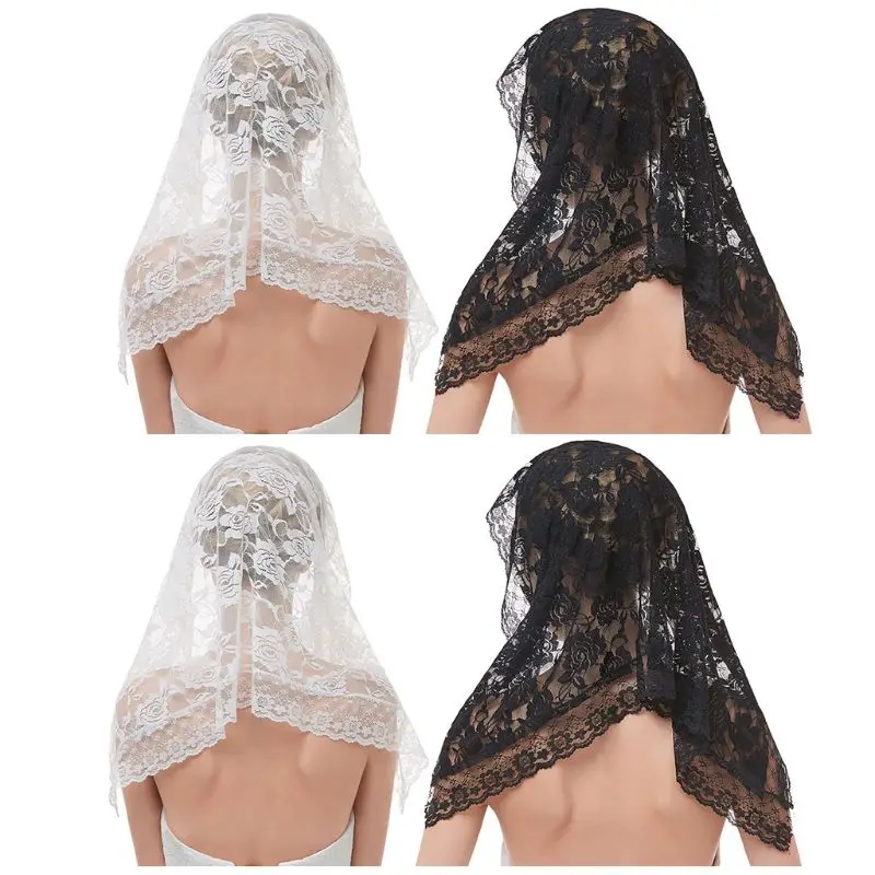 Short Lace Wedding Veil  One Layer  Face Veil Ivory Black Shoulder Length Bridal Accessories Without Comb images - 6