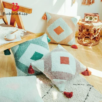 

Bubble Kiss Nordic Tassel Cushion Cover Soft Knitted Home Sofa Throw Pillow Case Geometric Pattern Kids Bed Decor Pillow Cover