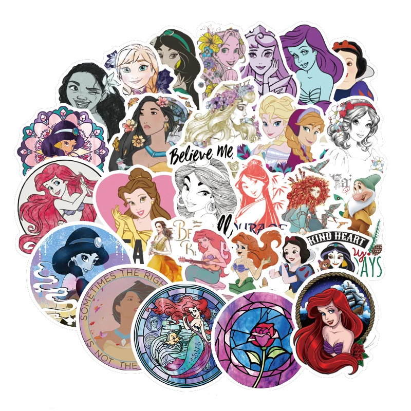 100pcs Round Beautiful Princess Cartoon Sticker For Kids font b Toy b font Luggage Skateboard font