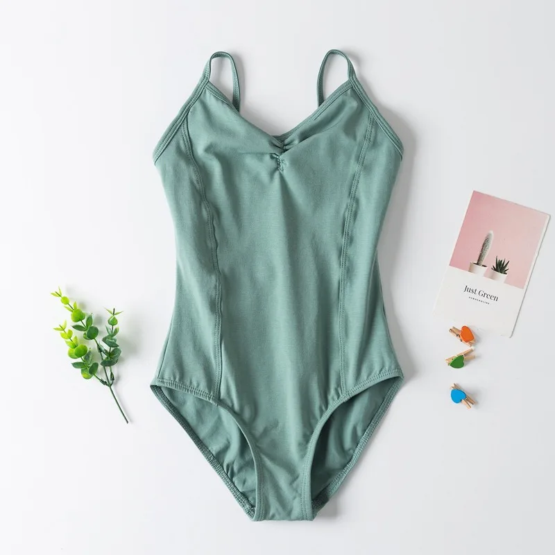 Girls' Camisole Leotard With Straps Gymnastic Ballet Dance Tutu Dress Leotard Skirt Low Back Cotton Basic Dance Wear