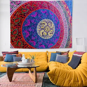 

Beach Towel Wall Hanging Tapestry Hippie Bedspread Picnic Mat Needlepoint Polyester Vintage Mandala Bed Curtain Headboard Cover