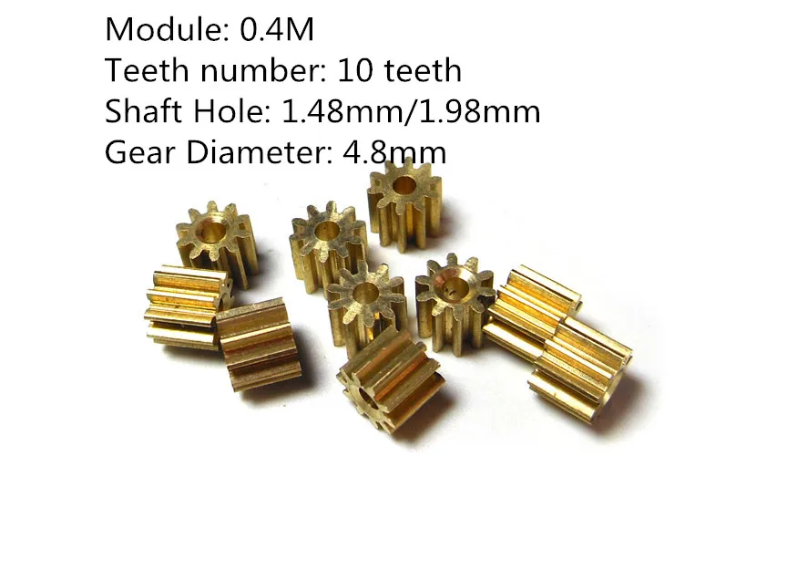 

102A / 101.5A Metal Gears 0.4M 10 Teeth Hole 2mm / 1.5mm Small Module Gear Copper Pinion 10pcs/lot