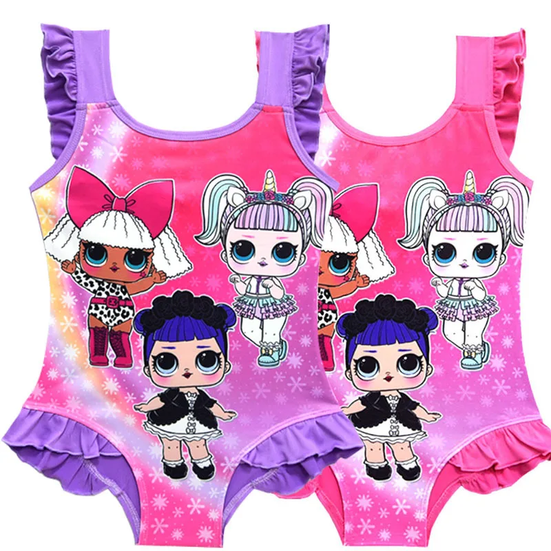 

Bathing Suit Girl One Piece Summer Lol Doll Swimsuit Cute Cartoon Print Bathing Suits 2019 Ruffle Kids Toddler Beach Wear Bikini