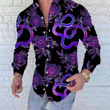 Outono turn down colarinho camisa dos homens camisa de manga longa moda impressão masculina topos de alta qualidade roupas homem festa todos os dias camisa casual