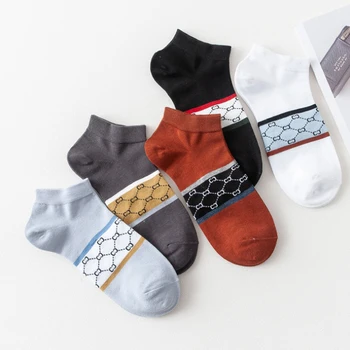 

5 pairs of men and women general new spring and summer fashion breathable multicolor letters cotton socks