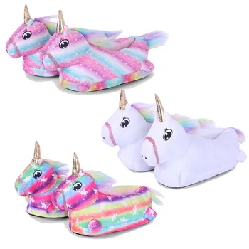

Winter Boys Girls Unisex Baby Toddler Unicorn Slippers Children Kigurumi Unicorn Pajamas Matching Shoes Unicorn Slipper Shoes