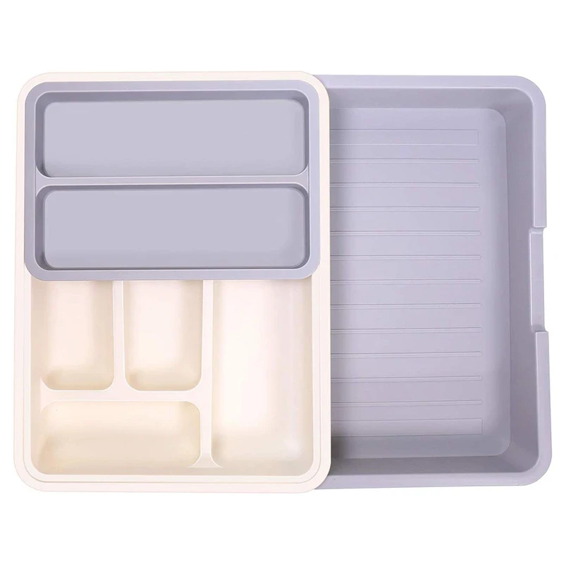 

Expandable Kitchen Drawer Organizer,Adjustable Small Utensil Silverware Organizer Plastic Cutlery Dividers Organizer Tray 7 Comp
