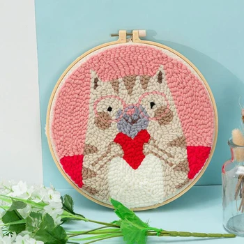 

1 Set Animal Pattern Punch Needle Starter Kits Soft Yarn DIY Needlework