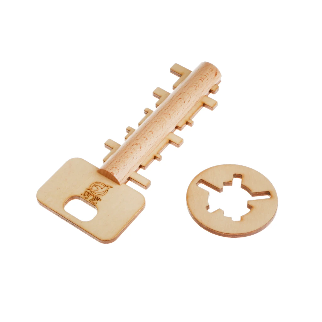 Wooden Kongming Key and Lock Toy Chinese Puzzle Game Family Play  Gift