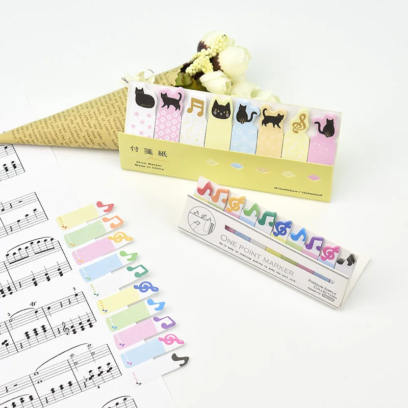 

Mini Cute Cartoon Cat Musical Memo Pad Sticky Notes Memo Notebook Stationery Kawaii Post It Bookmark Stickers School Supplies