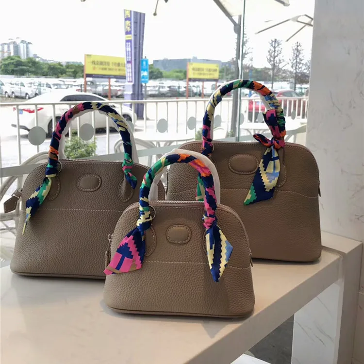 

2020 Litchi Grain Baotou Layer Cowhide Shell Bag Single Shoulder Slung Genuine Leather Portable Joker Tide