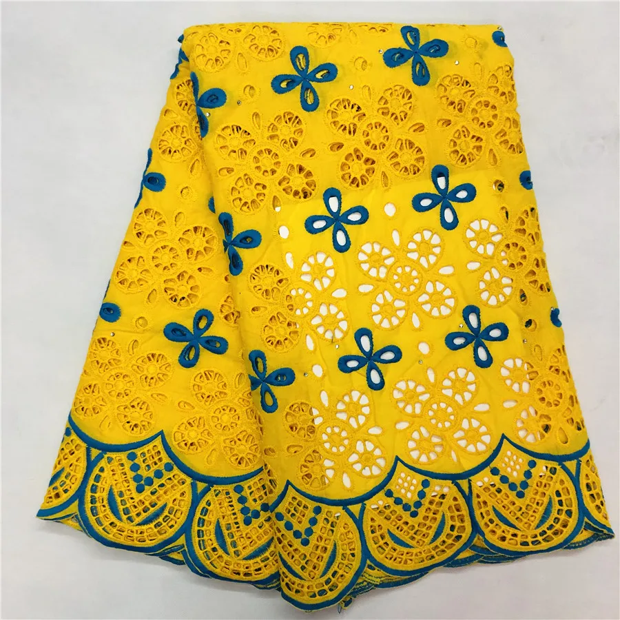 Высокое качество африканская сетчатая кружевная ткань хлопок вышивка французская швейцарская вуаль пробивная хлопковая кружевная ткань белая 5 ярдов