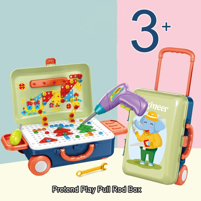 207Pcs Electric Drilling Screw Set 3D Mosaic Puzzle Toys For Children Building Bricks Toys Kids DIY Educational Disassembly Toy 1