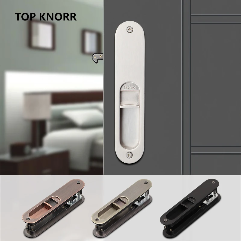 Serratura Per Porta Scorrevole Con Maniglia Invisibile – Antifurto In Lega Di Zinco, Stile Retro Europeo, Per Bagno, Cucina, Armadio E Balcone, Argento, 3 Chiavi