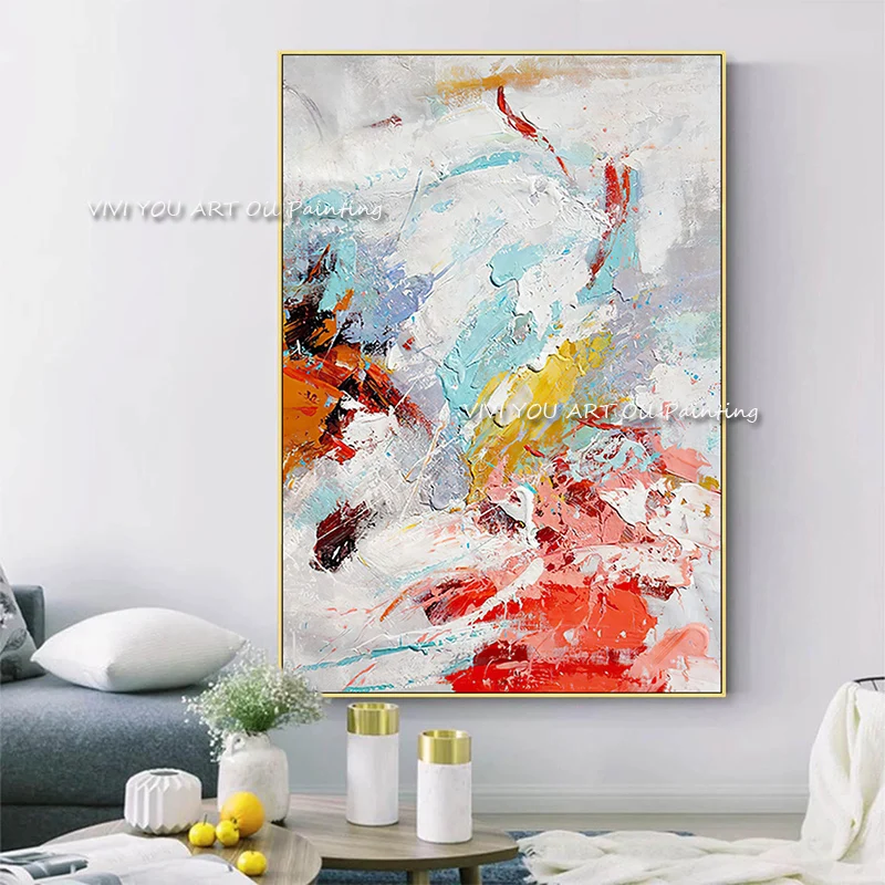 

Большая Ручная роспись Абстрактная живопись синяя серая желтая оранжевая масляная живопись на холсте настенная живопись для спальни настенный Декор Гостиная