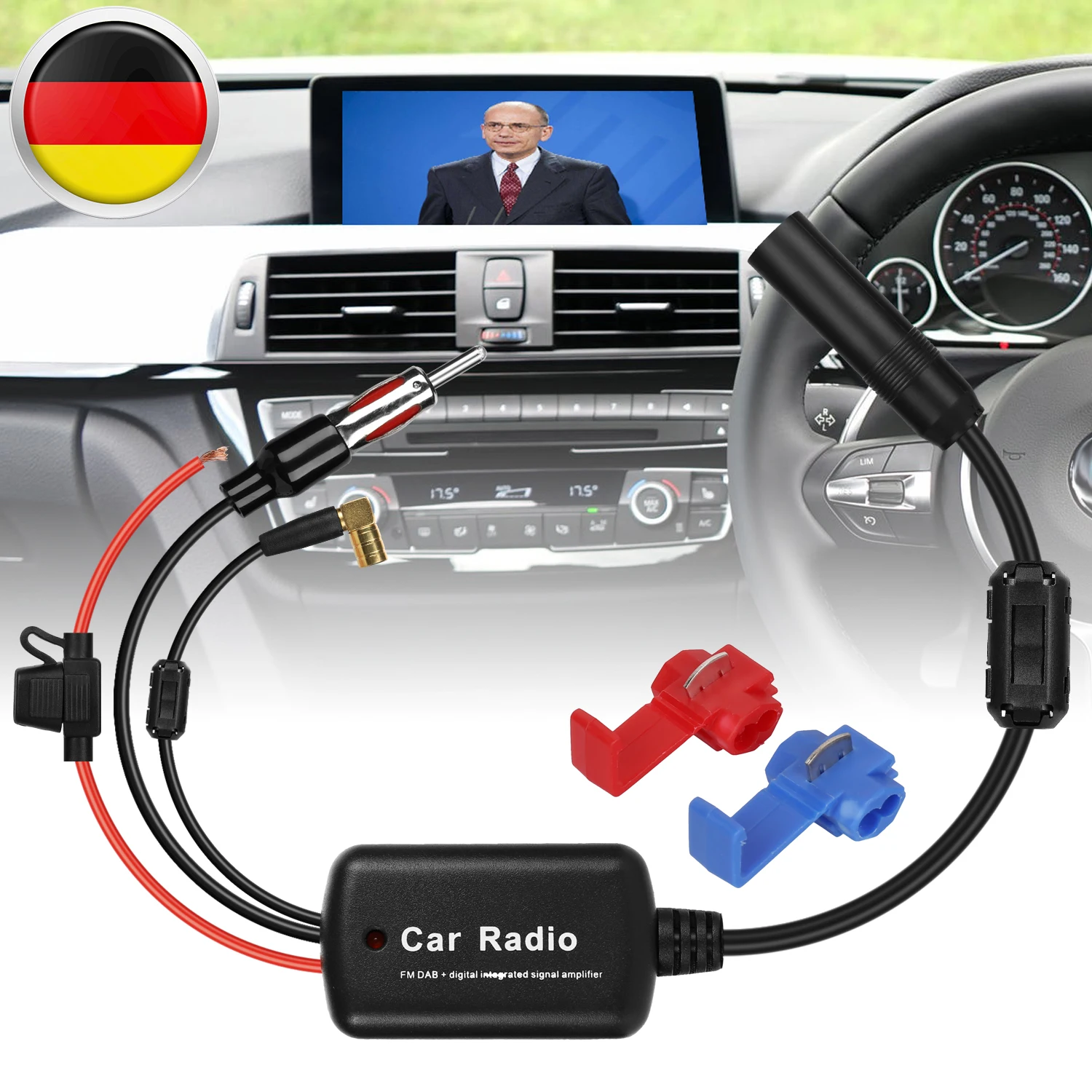 

DAB FM AM Car Radio Stereo Head Unit Aerial Antenna Splitter Adapter Amplifier retains original appearance of vehicle